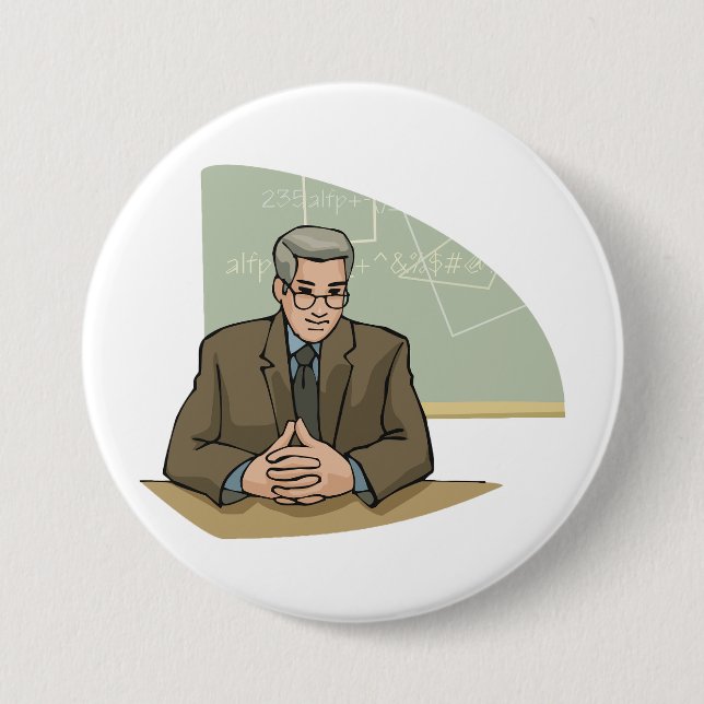 Macaron Rond 7,6 Cm Professeur Universitaire Homme Éducateur Enseignan (Devant)