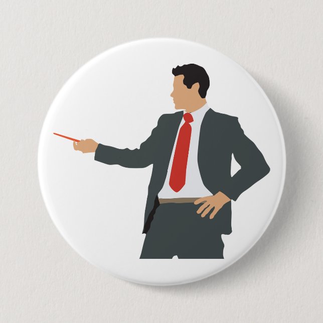 Macaron Rond 7,6 Cm Professional Businessman in Suit with Pointer (Devant)