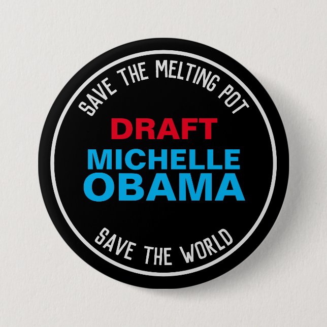 Macaron Rond 7,6 Cm Projet de campagne MICHELLE OBAMA 2024 (Devant)