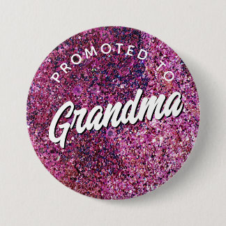 Macaron Rond 7,6 Cm Promoted to Grandma faux sparkle pink script