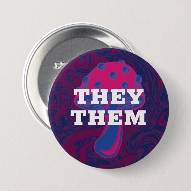 Macaron Rond 7,6 Cm Prononounes personnalisables Bisexual Flag Mushroo (Devant & derrière)