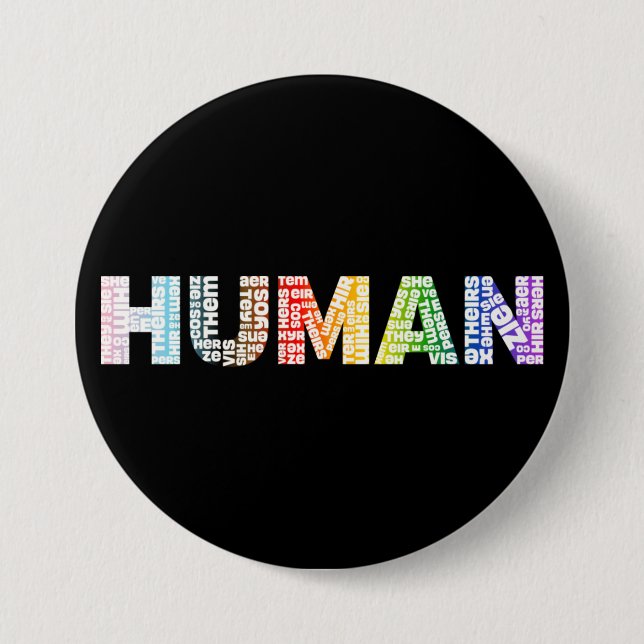 Macaron Rond 7,6 Cm Pronouns humains Neopronouns Progrès Pride Arc-en- (Devant)
