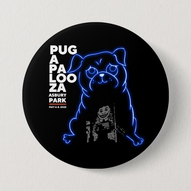 Macaron Rond 7,6 Cm Pugapalooza Asbury Park 2022 Button (Devant)