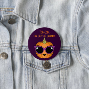 Macaron Rond 7,6 Cm Pumpkin with Cool Retro Cat Sunglasses Halloween
