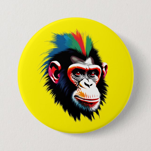 Macaron Rond 7,6 Cm Punk Chimp (Devant)