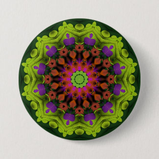 Macaron Rond 7,6 Cm Purple Green : Art Mandala géométrique