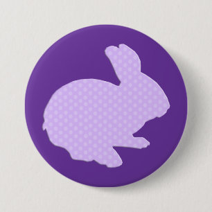Macaron Rond 7,6 Cm Purple Polka Point Silhouette Bouton lapin de Pâqu