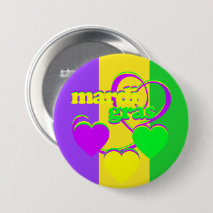 Macaron Rond 7,6 Cm Purple Vert Jaune New Orleans Mardi Gras