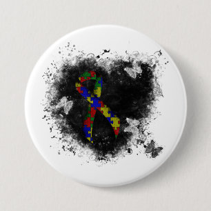 Macaron Rond 7,6 Cm Puzzle Ruban Grunge Heart