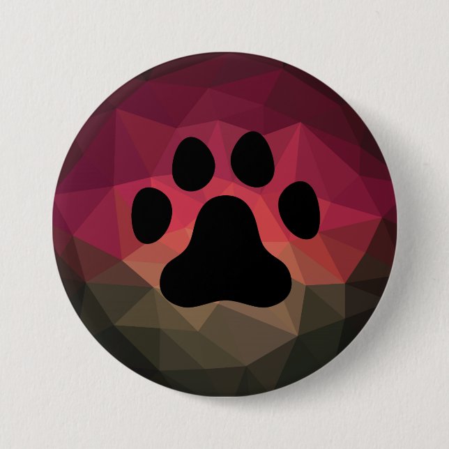 Macaron Rond 7,6 Cm Pw pour animaux, empreinte animale, design coloré (Devant)