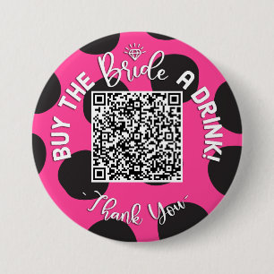 Macaron Rond 7,6 Cm QR Code Acheter L'Épouse Un Verre Bachelorette Cow