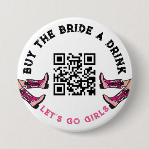 Macaron Rond 7,6 Cm QR Code Cowgirl Acheter la mariée un bachelorette 