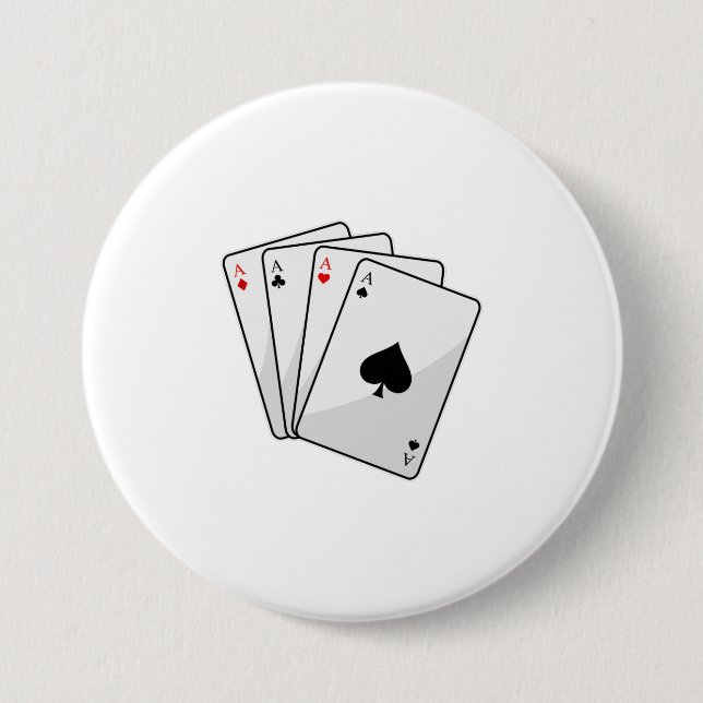 Macaron Rond 7,6 Cm Quadruplets Aces Poker cartes à Poker (Devant)