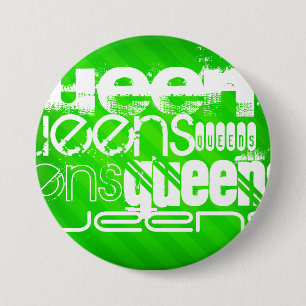Macaron Rond 7,6 Cm Queens ; Neon Green Stripes