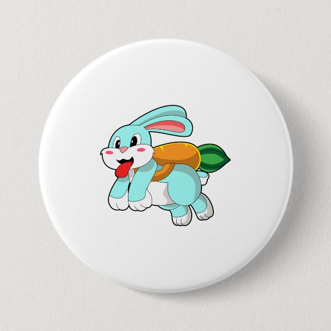 Macaron Rond 7,6 Cm Rabbit avec carotte comme fusée (Devant)