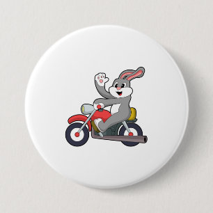 Macaron Rond 7,6 Cm Rabbit en tant que Biker avec Motorcycle.PNG