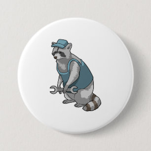 Macaron Rond 7,6 Cm Racoon comme artisan avec une clé
