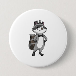 Macaron Rond 7,6 Cm Racoon comme groom avec Cravate
