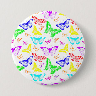 Macaron Rond 7,6 Cm Rainbow Colored Butterflies Flying