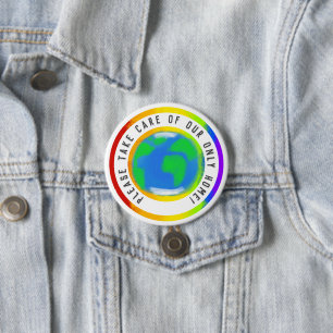 Macaron Rond 7,6 Cm Rainbow Planet Earth Respect Accueil Déclaration B