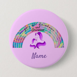 Macaron Rond 7,6 Cm Rainbows psychédélique et Unicorns Thunder_Cove 