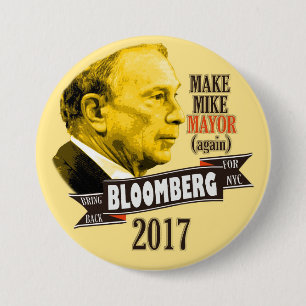 Macaron Rond 7,6 Cm Rapportez Bloomberg pour le maire de NYC en 2017