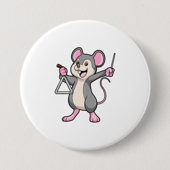 Macaron Rond 7,6 Cm Rat à Musique avec Triangel (Devant)