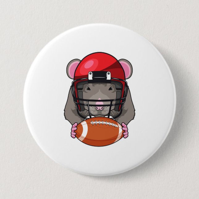 Macaron Rond 7,6 Cm Rat au football (Devant)
