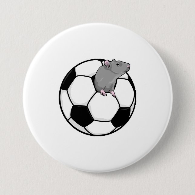 Macaron Rond 7,6 Cm Rat avec balle de football (Devant)
