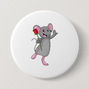 Macaron Rond 7,6 Cm Rat avec fleur Rose