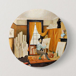 Macaron Rond 7,6 Cm Ravilieux - Edward Bawden Travaillant dans son Stu