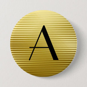 Macaron Rond 7,6 Cm Rayures de satin d'or d'art déco de monogramme