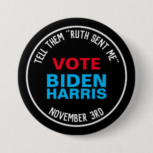 Macaron Rond 7,6 Cm RBG Ruth m'a envoyé BIDEN HARRIS 2020