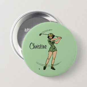 Macaron Rond 7,6 Cm Réchauffez-vous pour Golfing Personnel Lady Golfer