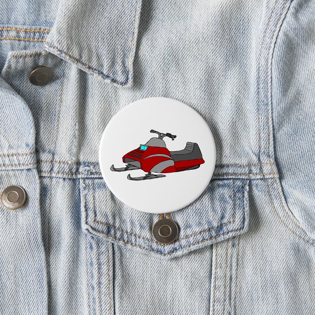 Macaron Rond 7,6 Cm Red and Gray Snowmobile (Créateur téléchargé)