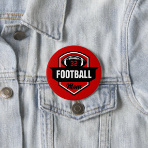 Macaron Rond 7,6 Cm Red et Black Football Maman Custom Jersey Numéro