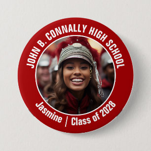 Macaron Rond 7,6 Cm Red Marching Band Photo High School Spirit