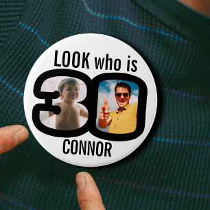 Macaron Rond 7,6 Cm Regardez qui a 30 ans maintenant puis photos noir