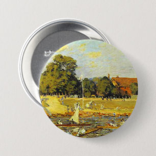 Macaron Rond 7,6 Cm Régate à Hampton Court Alfred Sisley Affiche