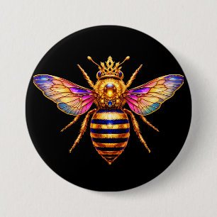 Macaron Rond 7,6 Cm Reine Abeille Avec Couronne