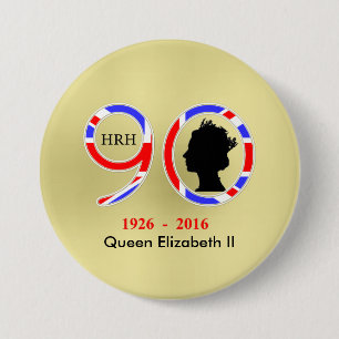 Macaron Rond 7,6 Cm Reine Elizabeth II d'Angleterre 90e anniversaire