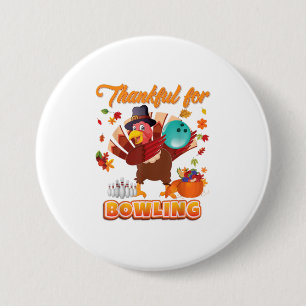 Macaron Rond 7,6 Cm Remerciements À Bowling Thanksgiving Turkey
