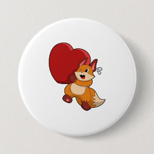 Macaron Rond 7,6 Cm Renard à l'amour avec le coeur