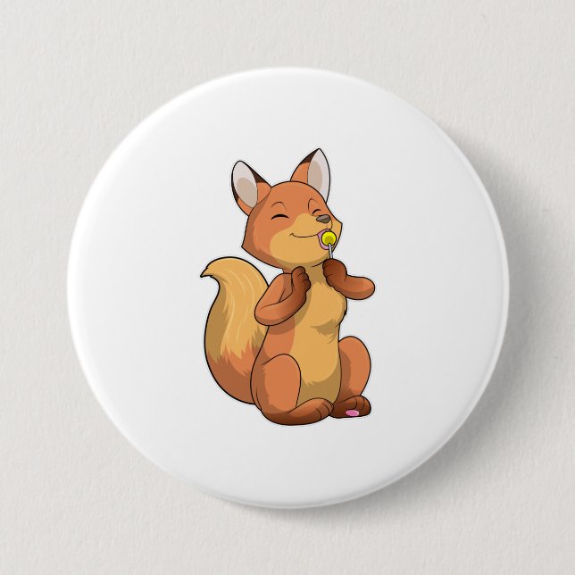 Macaron Rond 7,6 Cm Renard avec Lollipop (Devant)