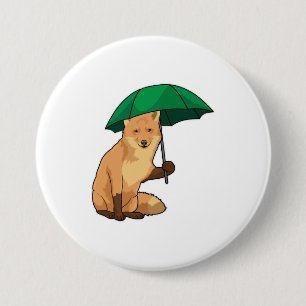 Macaron Rond 7,6 Cm Renard avec parapluie