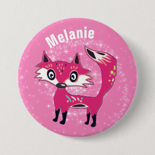 Macaron Rond 7,6 Cm Renard rose funky mignon personnalisé