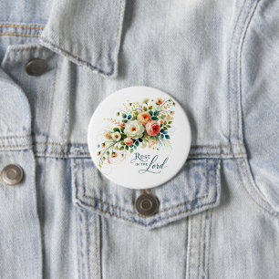 Macaron Rond 7,6 Cm Reposez dans le Seigneur floral