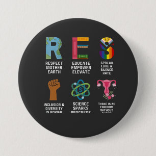Macaron Rond 7,6 Cm Résister Floral Droits LGBTQ L'égalité trans