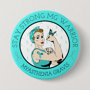 Macaron Rond 7,6 Cm Restez fort Myasthenia Gravis Warrior Button