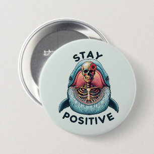 Macaron Rond 7,6 Cm Restez positif - Squelette et baleine